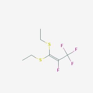 molecular formula C7H10F4S2 B8377967 1-Propene, 1,1-bis(ethylthio)-2,3,3,3-tetrafluoro- 