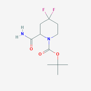 molecular formula C11H18F2N2O3 B8378031 Tert-butyl 2-carbamoyl-4,4-difluoropiperidine-1-carboxylate 