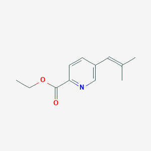 molecular formula C12H15NO2 B8378037 1-(2-Carbethoxy-5-pyridyl)-2-methyl-1-propene 