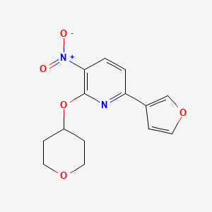 molecular formula C14H14N2O5 B8378059 6-(furan-3-yl)-3-nitro-2-(tetrahydro-2H-pyran-4-yloxy)pyridine 