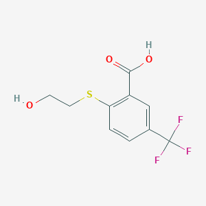 molecular formula C10H9F3O3S B8378310 2-(2-Hydroxyethylthio)-5-trifluoromethylbenzoic acid 