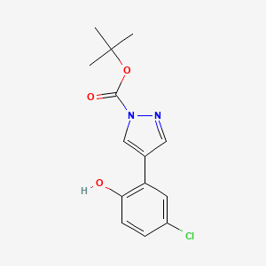 molecular formula C14H15ClN2O3 B8378345 tert-butyl 4-(5-chloro-2-hydroxyphenyl)-1H-pyrazole-1-carboxylate 