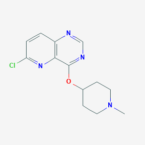 molecular formula C13H15ClN4O B8378410 6-Chloro-4-(1-methylpiperidin-4-yloxy)pyrido[3,2-d]pyrimidine 
