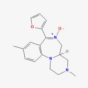 molecular formula C18H21N3O2 B8378431 Pyrazino(1,2-a)(1,4)benzodiazepine, 1,2,3,4,4a,5-hexahydro-3,9-dimethyl-7-(2-furanyl)-, 6-oxide CAS No. 87566-63-0
