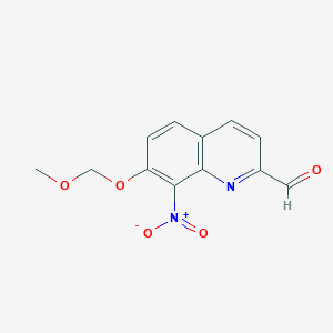 molecular formula C12H10N2O5 B8378478 7-(Methoxymethoxy)-8-nitroquinolin-2-yl formaldehyde 