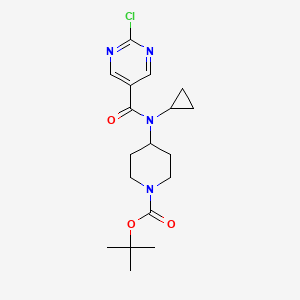 molecular formula C18H25ClN4O3 B8378527 4-[(2-Chloro-pyrimidine-5-carbonyl)-cyclopropyl-amino]-piperidine-1-carboxylic acid tert-butyl ester 