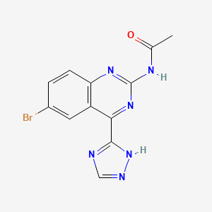 molecular formula C12H9BrN6O B8378562 2-Acetamido-6-bromo-4-(1,2,4-triazolyl)-quinazoline 