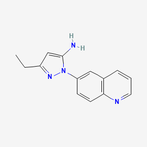 molecular formula C14H14N4 B8378601 5-ethyl-2-quinolin-6-yl-2H-pyrazol-3-ylamine 