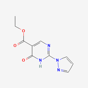 molecular formula C10H10N4O3 B8378719 Ethyl 4-hydroxy-2-(1H-pyrazol-1-yl)pyrimidine-5-carboxylate 