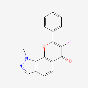 molecular formula C17H11IN2O2 B8378847 7-Iodo-1-methyl-8-phenyl-1H-9-oxa-1,2-diaza-cyclopenta[a]naphthalen-6-one 