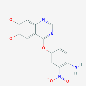 molecular formula C16H14N4O5 B8378907 4-[(6,7-Dimethoxy-4-quinazolinyl)oxy]-2-nitroaniline 
