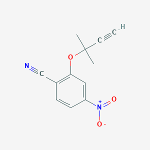 molecular formula C12H10N2O3 B8378924 2-(1,1-Dimethylprop-2-ynyloxy)-4-nitrobenzonitrile 