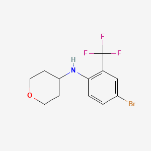 molecular formula C12H13BrF3NO B8379097 (4-Bromo-2-trifluoromethyl-phenyl)-(tetrahydro-pyran-4-yl)-amine CAS No. 1056465-05-4