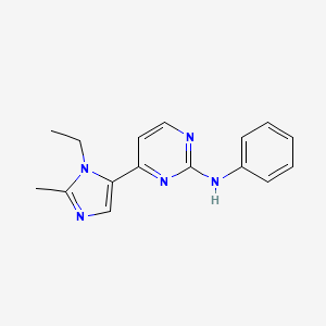 molecular formula C16H17N5 B8379559 2-Anilino-4-(1-ethyl-2-methylimidazol-5-yl)pyrimidine 