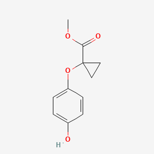 molecular formula C11H12O4 B8379566 1-(4-Hydroxy-phenoxy)-cyclopropanecarboxylic acid methyl ester 