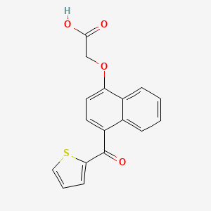 molecular formula C17H12O4S B8379651 Acetic acid, ((4-(2-thienylcarbonyl)-1-naphthalenyl)oxy)- CAS No. 68572-28-1