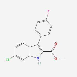 molecular formula C16H11ClFNO2 B8379672 Methyl 6-chloro-3-(4-fluorophenyl)-1H-indole-2-carboxylate 