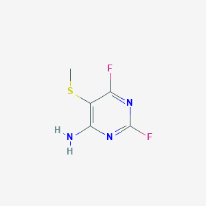 molecular formula C5H5F2N3S B8379711 4-Amino-2,6-difluoro-5-methylthio-pyrimidine 