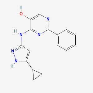 4-[(5-cyclopropyl-1H-pyrazol-3-yl)amino]-2-phenyl-pyrimidin-5-ol