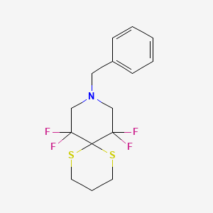molecular formula C15H17F4NS2 B8379839 9-Benzyl-7,7,11,11-tetrafluoro-1,5-dithia-9-azaspiro[5.5]undecane 