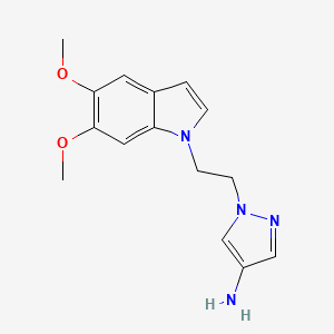 molecular formula C15H18N4O2 B8379920 1-[2-(5,6-Dimethoxy-indol-1-yl)-ethyl]-1H-pyrazol-4-ylamine 