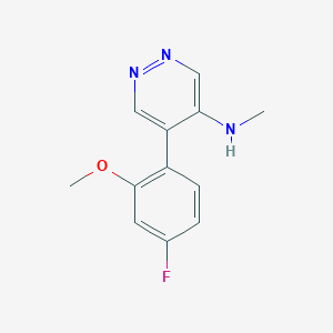 molecular formula C12H12FN3O B8379943 5-(4-fluoro-2-methoxyphenyl)-N-methylpyridazin-4-amine 