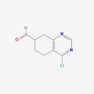 molecular formula C9H9ClN2O B8380024 4-Chloro-5,6,7,8-tetrahydroquinazoline-7-carbaldehyde 