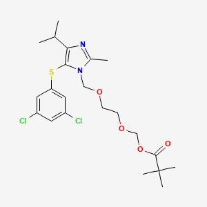 molecular formula C22H30Cl2N2O4S B8380036 2-[5-(3,5-Dichlorophenylthio)-4-isopropyl-2-methyl-imidazol-1-ylmethoxy]ethyl-2,2-dimethylpropionyloxymethyl ether 