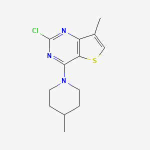 molecular formula C13H16ClN3S B8380043 2-Chloro-7-methyl-4-(4-methylpiperidino)thieno[3,2-d]pyrimidine 