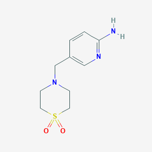 molecular formula C10H15N3O2S B8380192 5-(1,1-Dioxothiomorpholin-4-ylmethyl)-pyridin-2-ylamine 