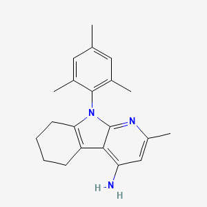 molecular formula C21H25N3 B8380311 2-Methyl-6,7,8,9-tetrahydro-9-(2,4,6-trimethylphenyl)-5H-pyrido[2,3-b]indol-4-amine 