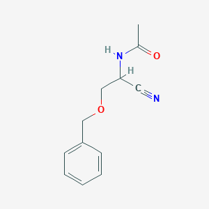 molecular formula C12H14N2O2 B8380479 N-{1-cyano-2-[(phenylmethyl)oxy]ethyl}acetamide 