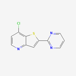 molecular formula C11H6ClN3S B8380527 7-Chloro-2-pyrimidin-2-ylthieno[3,2-b]pyridine 