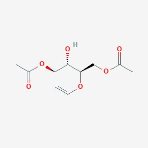 molecular formula C10H14O6 B8380563 ((2R,3S,4R)-4-Acetoxy-3-hydroxy-3,4-dihydro-2H-pyran-2-yl)methyl acetate 