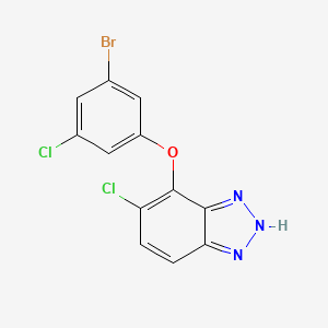 molecular formula C12H6BrCl2N3O B8380729 4-(3-bromo-5-chlorophenoxy)-5-chloro-1H-1,2,3-benzotriazole 