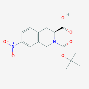 molecular formula C15H18N2O6 B8380784 (S)-2-(tert-butoxycarbonyl)-7-nitro-1,2,3,4-tetrahydroisoquinoline-3-carboxylic acid 