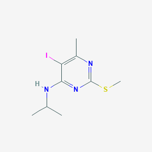 molecular formula C9H14IN3S B8380821 5-Iodo-N-isopropyl-6-methyl-2-(methylthio)pyrimidin-4-amine 