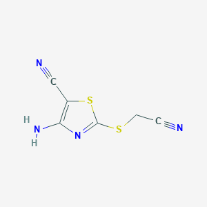 molecular formula C6H4N4S2 B8380915 4-Amino-2-cyanomethylsulfanyl-thiazole-5-carbonitrile 