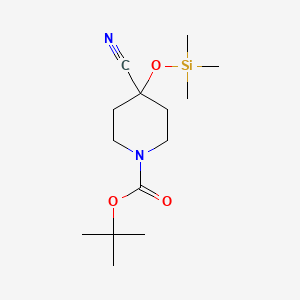 molecular formula C14H26N2O3Si B8381000 4-Cyano-4-trimethylsilanyloxy-piperidine-1-carboxylic acid tert-butyl ester 