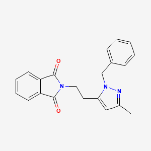 molecular formula C21H19N3O2 B8381262 2-[2-(2-benzyl-5-methyl-2H-pyrazol-3-yl)-ethyl]-isoindole-1,3-dione 