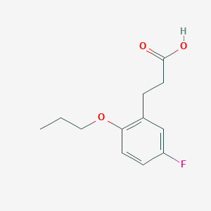 molecular formula C12H15FO3 B8381289 3-(5-Fluoro-2-propoxy-phenyl)-propionic acid 
