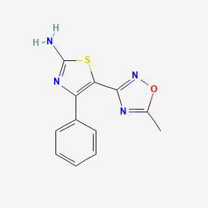 molecular formula C12H10N4OS B8381347 5-(5-Methyl-[1,2,4]oxadiazol-3-yl)-4-phenyl-thiazol-2-ylamine 
