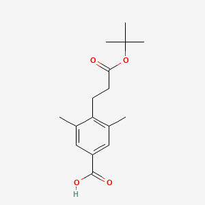 molecular formula C16H22O4 B8381380 4-(2-Tert-butoxycarbonyl-ethyl)-3,5-dimethyl-benzoic acid 