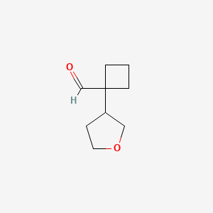 molecular formula C9H14O2 B8381421 1-(Oxolan-3-yl)cyclobutane-1-carbaldehyde 