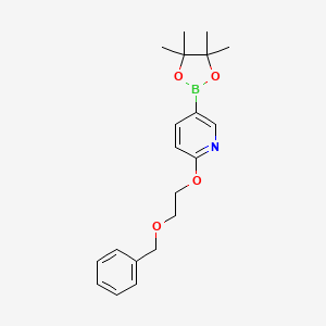molecular formula C20H26BNO4 B8381433 2-(2-Benzyloxy-ethoxy)-5-(4,4,5,5-tetramethyl-[1,3,2]dioxaborolan-2-yl)-pyridine 