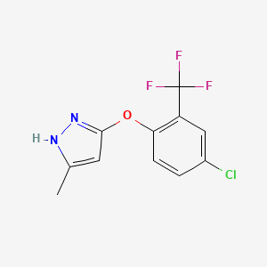 molecular formula C11H8ClF3N2O B8381437 3-(4-Chloro-2-trifluoromethylphenyloxy)-5-methylpyrazole 
