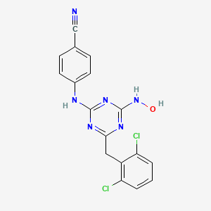 4-[[4-[(2,6-Dichlorophenyl)methyl]-6-(hydroxyamino)-1,3,5-triazin-2-yl]amino]benzonitrile
