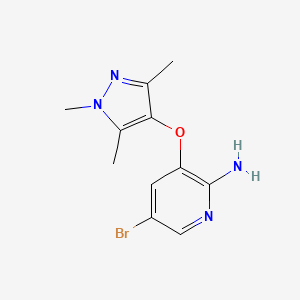 molecular formula C11H13BrN4O B8381496 5-Bromo-3-(1,3,5-trimethyl-1H-pyrazol-4-yloxy)pyridin-2-amine 