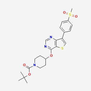 molecular formula C23H27N3O5S2 B8381503 Tert-butyl 4-(7-(4-methanesulfonyl-phenyl)thieno[3,2-d]pyrimidin-4-yloxy)piperidine-1-carboxylate 