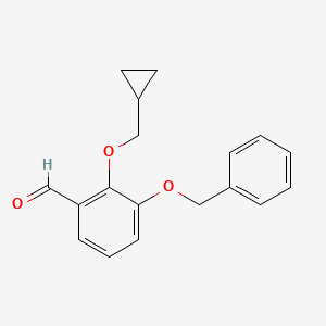 molecular formula C18H18O3 B8381526 3-Benzyloxy-2-cyclopropylmethoxy-benzaldehyde 